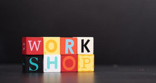Decorative image of blocks spelling "workshop"